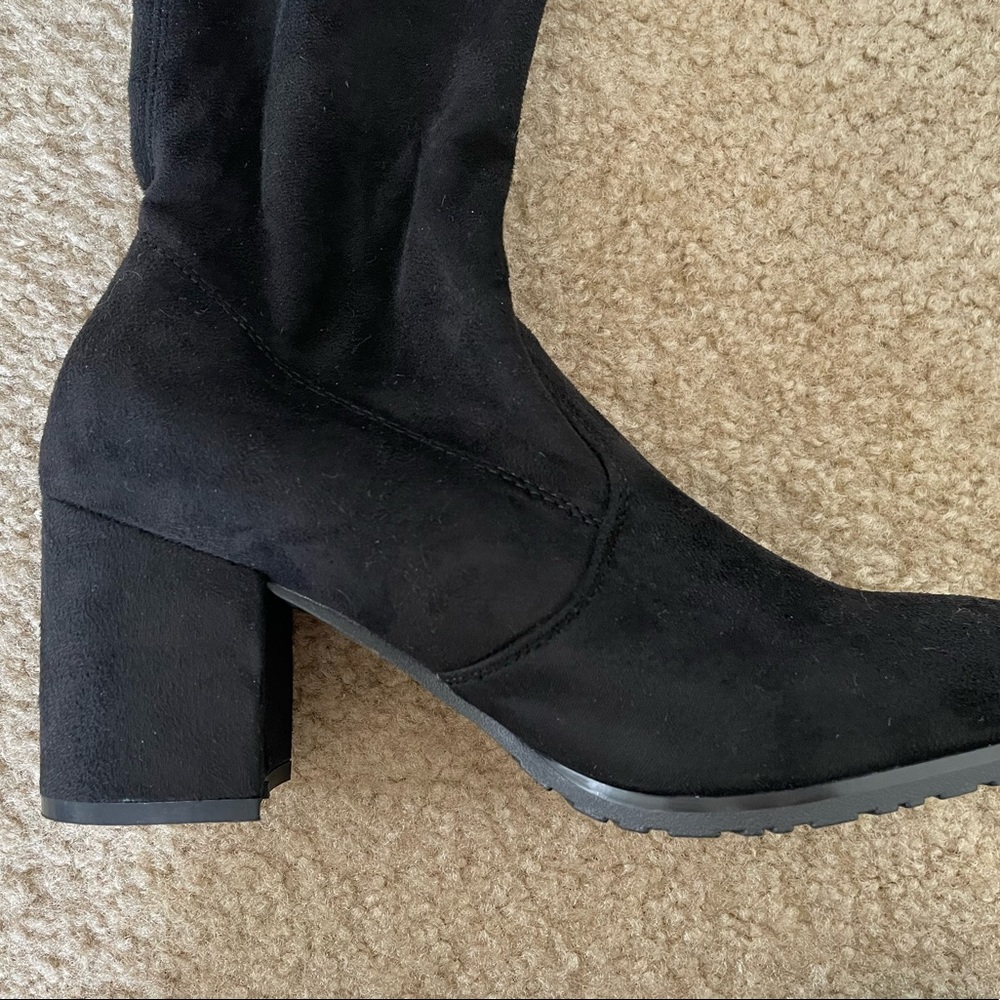 Tie Back Over the Knee Block Heeled Boots - Picture 3 of 6